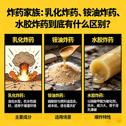 盐津炸药家族：乳化炸药、铵油炸药、水胶炸药到底有什么区别？